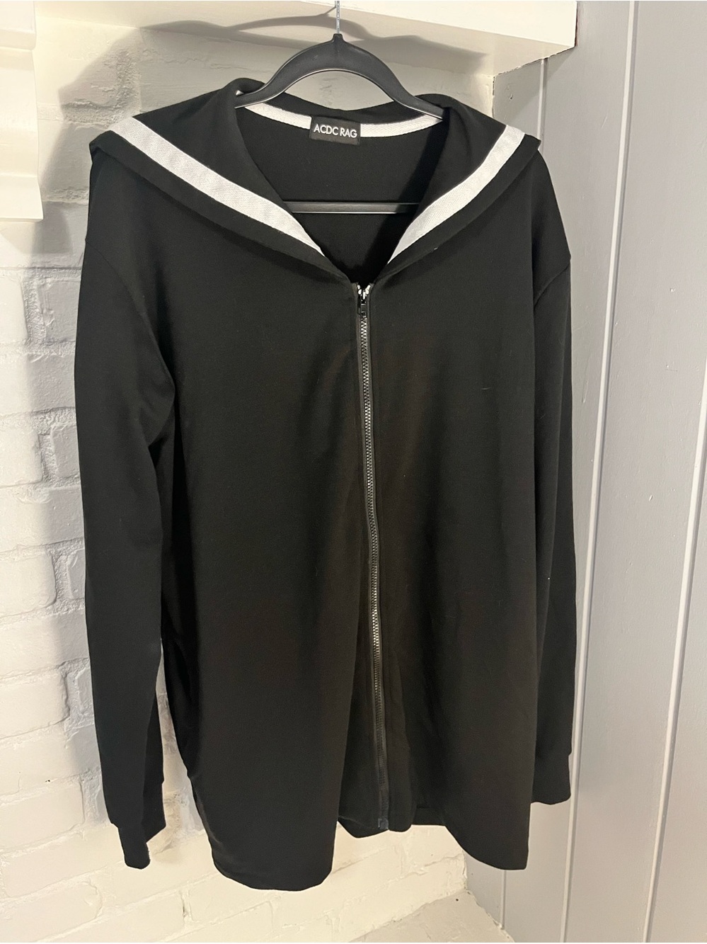ACDC Rag Black Sailor-Trim Zip Bomber Jacket